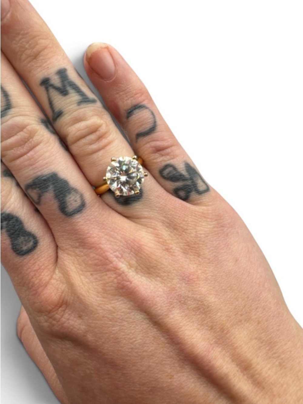 5 CT Moissanite Solitaire Ring 18K Gold Plated Sterling Silver Size 6 Cocktail